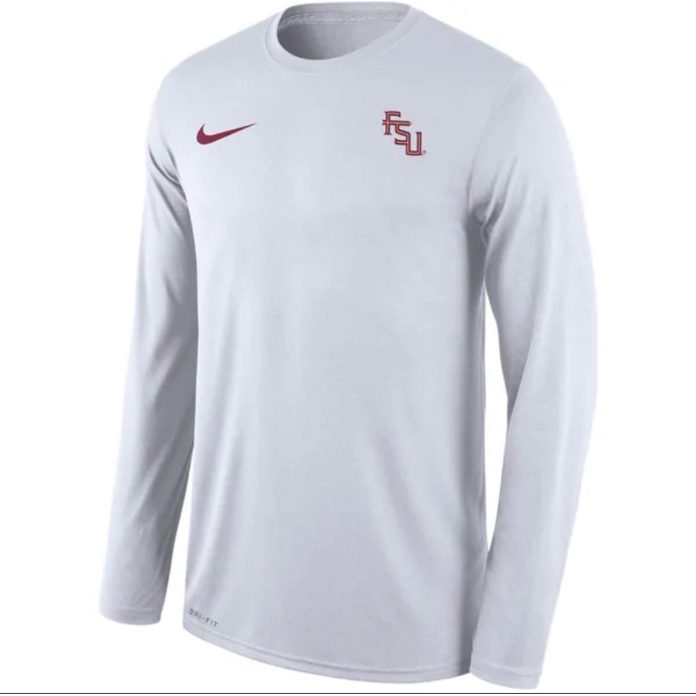 Nike FSU Shirt Men XL White Dri-FIT Florida State Seminoles Logo Performance Gym